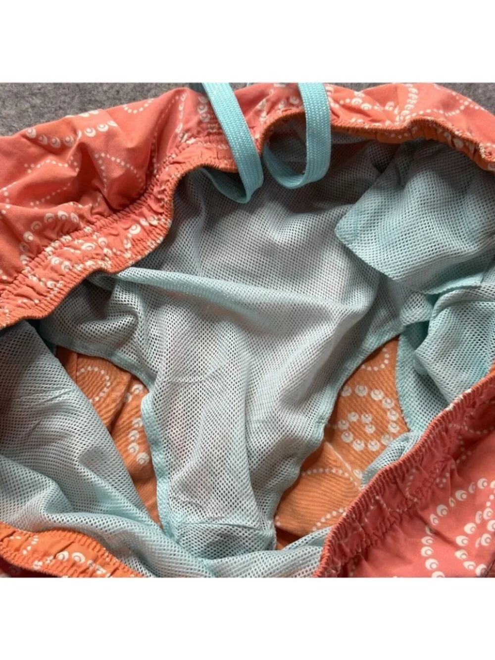 Tommy Bahama Swim Trunks Men L Orange Nylon Lined Geometric Built in Brief 18